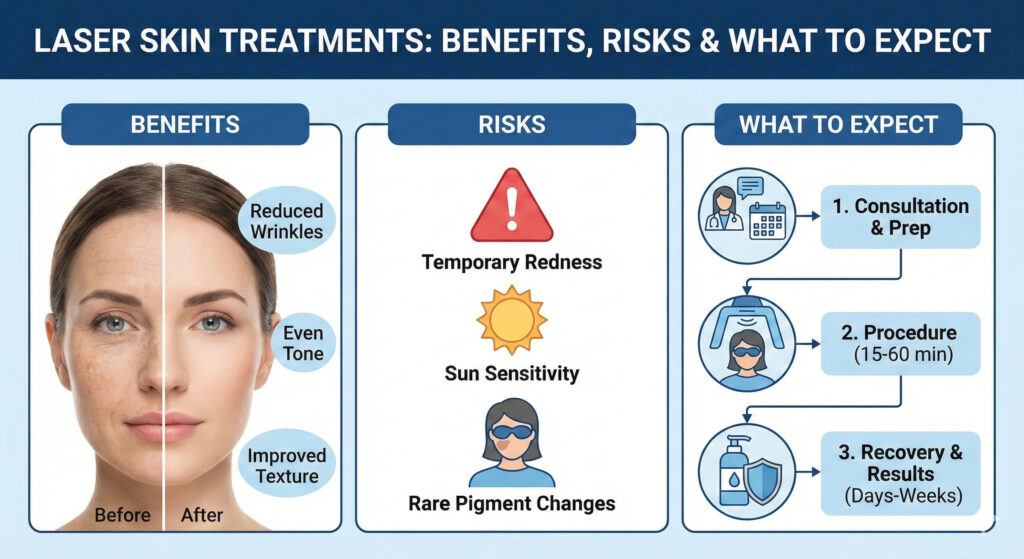 Professional laser skin treatment being performed in a medical clinic 2026.