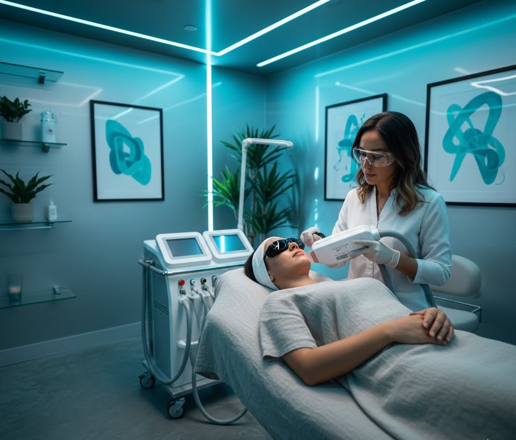 A real clinical moment inside Aml New York City Ipl , capturing a cosmetic therapy environment while capturing a realistic workflow moment.