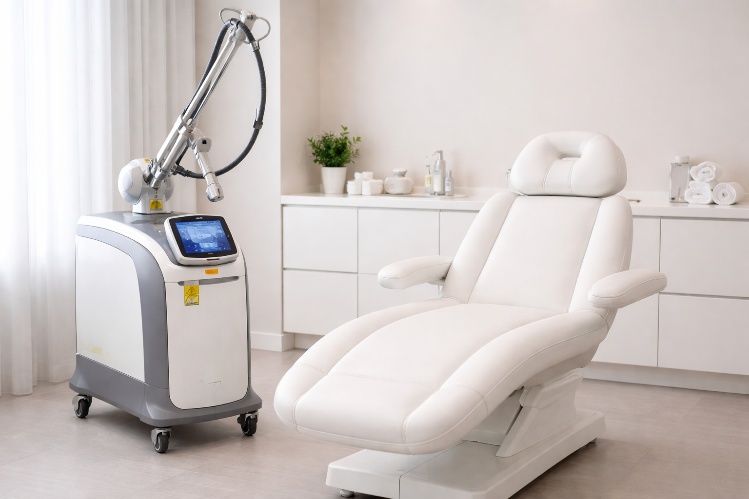Class IV medical laser device in a professional medspa treatment room demonstrating laser safety officer clinical environment and compliance setup