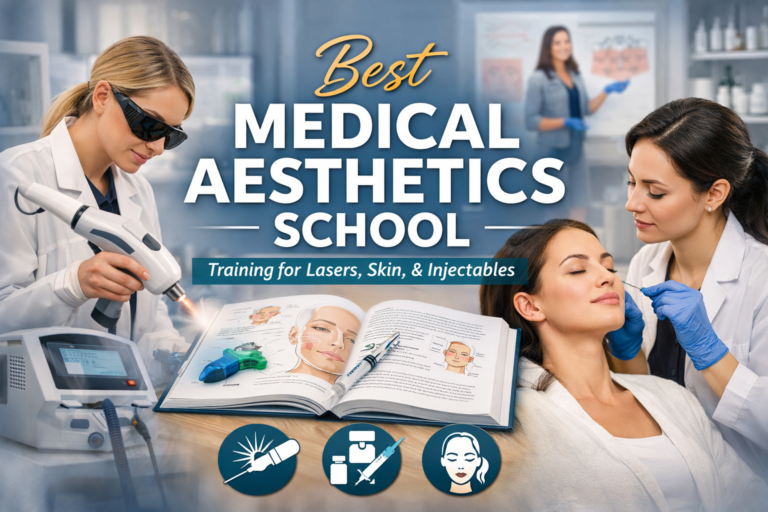medical aesthetics training in a clinical setting with practitioner performing laser treatment on patient