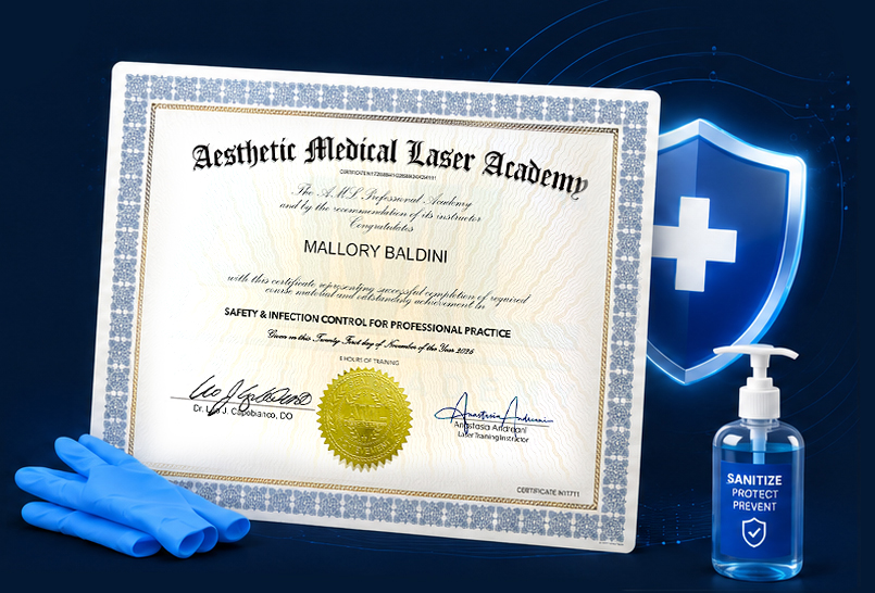 Sample AML Laser Academy certificate used for online certificate verification
