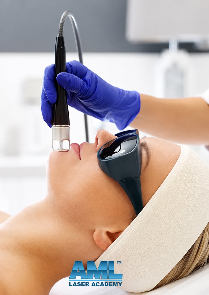 Laser hair removal procedure performed during professional cosmetic laser training at AML Laser Academy