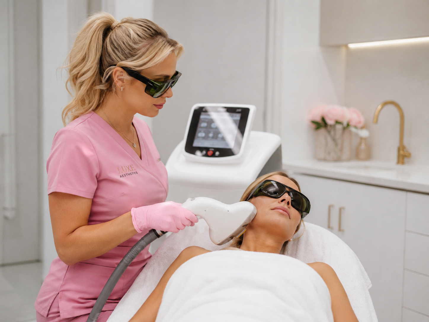 Medical aesthetics professional completing online cosmetic laser training for Dallas students through AML Laser Academy