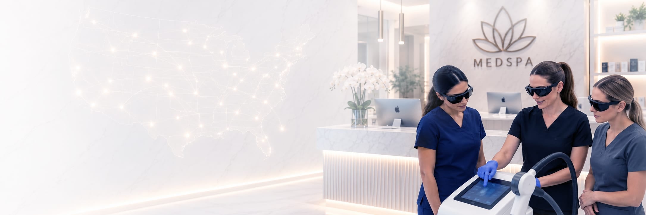 Aesthetic laser facial treatment in a bright clinic
